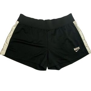 Nike Womens Athletic Shorts Sz Large 12-14 Black White Basketball Workout